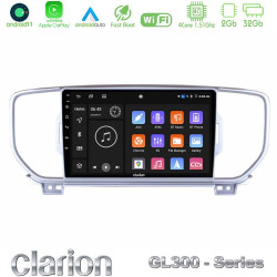 Clarion GL300 Series 4Core Android11 2+32GB Kia Sportage 2016-2018 Navigation Multimedia Tablet 9 Με Carplay -amp; Android Auto