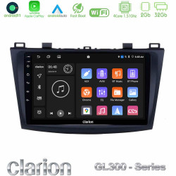 Clarion GL300 Series 4Core Android11 2+32GB Mazda 3 2009-2014 Navigation Multimedia Tablet 9 Με Carplay -amp; Android Auto
