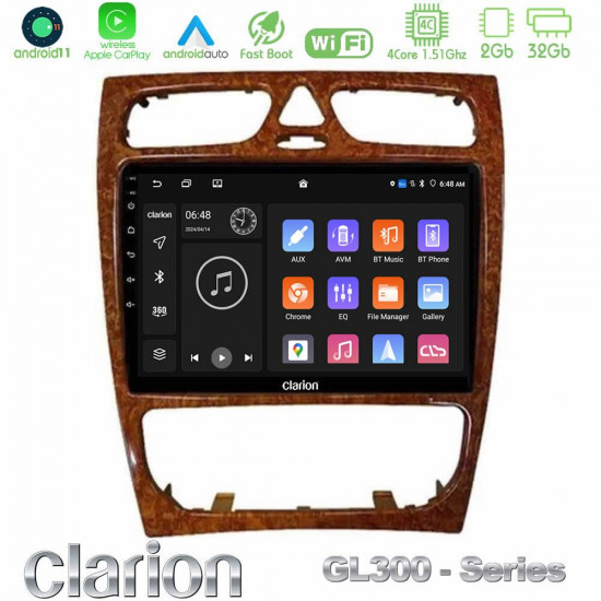Clarion GL300 Series 4Core Android11 2+32GB Mercedes C Class (W203) Navigation Multimedia Tablet 9 (Wooden Style) Με Carplay -amp; Android Auto Clarion GL300 Series 4Core Android11 2+32GB Mercedes C Class (W203) Navigation Multimedia Tablet 9 (Wooden Style) Με Carplay -amp; Android Auto