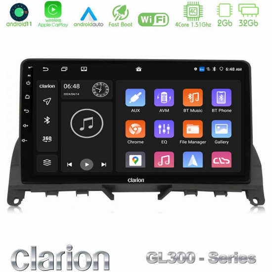 Clarion GL300 Series 4Core Android11 2+32GB Mercedes C Class W204 Navigation Multimedia Tablet 9 Με Carplay -amp; Android Auto Clarion GL300 Series 4Core Android11 2+32GB Mercedes C Class W204 Navigation Multimedia Tablet 9 Με Carplay -amp; Android Auto