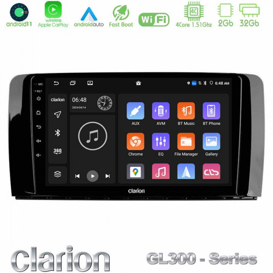 Clarion GL300 Series 4Core Android11 2+32GB Mercedes R Class Navigation Multimedia Tablet 9 Με Carplay -amp; Android Auto
