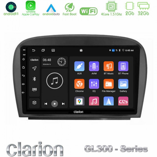 Clarion GL300 Series 4Core Android11 2+32GB Mercedes SL Class 2005-2011 Navigation Multimedia Tablet 9 Με Carplay -amp; Android Auto