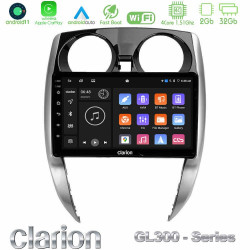 Clarion GL300 Series 4Core Android11 2+32GB Nissan Note 2013-2018 Navigation Multimedia Tablet 10 Με Carplay -amp; Android Auto