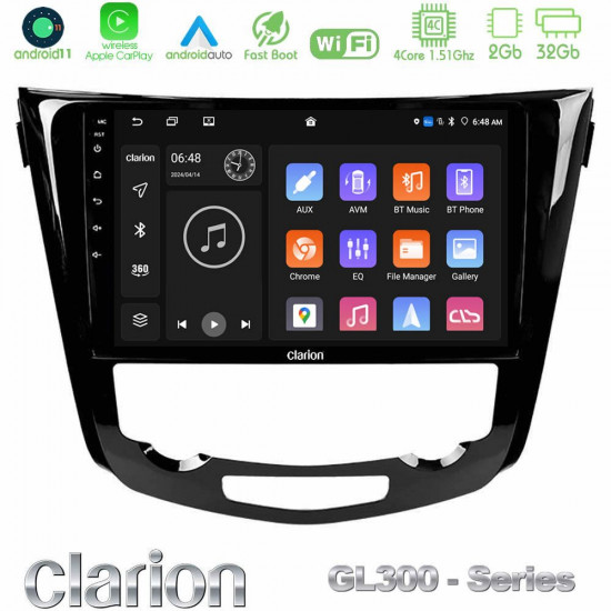 Clarion GL300 Series 4Core Android11 2+32GB Nissan Qashqai J11 (AUTO A/C) Navigation Multimedia Tablet 10 Με Carplay -amp; Android Auto Clarion GL300 Series 4Core Android11 2+32GB Nissan Qashqai J11 (AUTO A/C) Navigation Multimedia Tablet 10 Με Carplay -amp; Android Auto