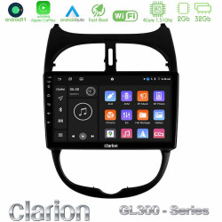 Clarion GL300 Series 4Core Android11 2+32GB Peugeot 206 Navigation Multimedia Tablet 9 Με Carplay -amp; Android Auto