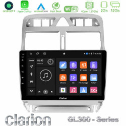 Clarion GL300 Series 4Core Android11 2+32GB Peugeot 307 2002-2008 Navigation Multimedia Tablet 9 Με Carplay -amp; Android Auto