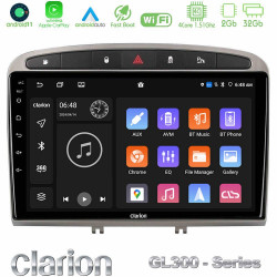Clarion GL300 Series 4Core Android11 2+32GB Peugeot 308/RCZ Navigation Multimedia Tablet 9 (Ασημί Χρώμα) Με Carplay -amp; Android Auto