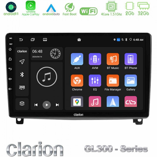 Clarion GL300 Series 4Core Android11 2+32GB Peugeot 407 Navigation Multimedia Tablet 9 Με Carplay -amp; Android Auto