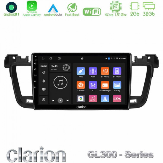 Clarion GL300 Series 4Core Android11 2+32GB Peugeot 508 2010-2018 Navigation Multimedia Tablet 9 Με Carplay -amp; Android Auto Clarion GL300 Series 4Core Android11 2+32GB Peugeot 508 2010-2018 Navigation Multimedia Tablet 9 Με Carplay -amp; Android Auto