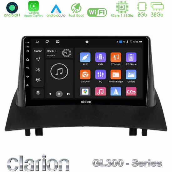 Clarion GL300 Series 4Core Android11 2+32GB Renault Megane 2 2002-2008 Navigation Multimedia Tablet 9 Με Carplay -amp; Android Auto Clarion GL300 Series 4Core Android11 2+32GB Renault Megane 2 2002-2008 Navigation Multimedia Tablet 9 Με Carplay -amp; Android Auto