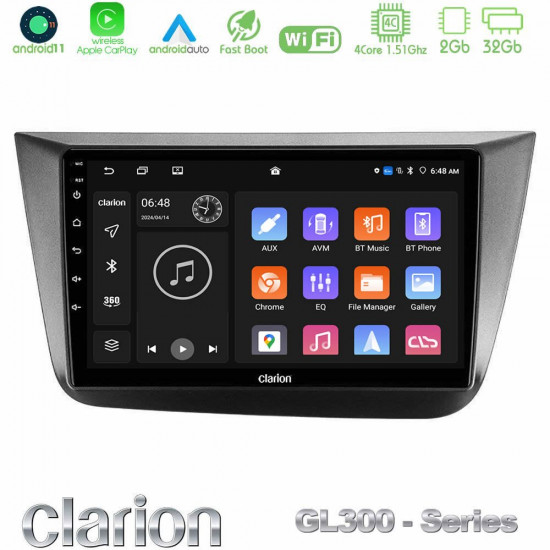 Clarion GL300 Series 4Core Android11 2+32GB Seat Altea 2004-2015 Navigation Multimedia Tablet 9 Με Carplay -amp; Android Auto Clarion GL300 Series 4Core Android11 2+32GB Seat Altea 2004-2015 Navigation Multimedia Tablet 9 Με Carplay -amp; Android Auto