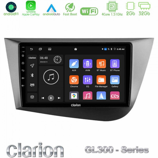 Clarion GL300 Series 4Core Android11 2+32GB Seat Leon Navigation Multimedia Tablet 9 Με Carplay -amp; Android Auto