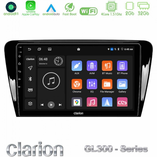 Clarion GL300 Series 4Core Android11 2+32GB Skoda Octavia 7 Navigation Multimedia Tablet 10 Με Carplay -amp; Android Auto