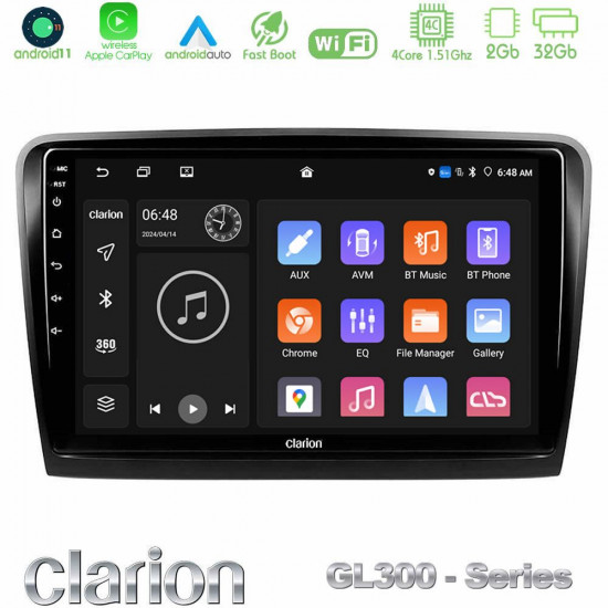 Clarion GL300 Series 4Core Android11 2+32GB Skoda Superb 2008-2015 Navigation Multimedia Tablet 9 Με Carplay -amp; Android Auto Clarion GL300 Series 4Core Android11 2+32GB Skoda Superb 2008-2015 Navigation Multimedia Tablet 9 Με Carplay -amp; Android Auto