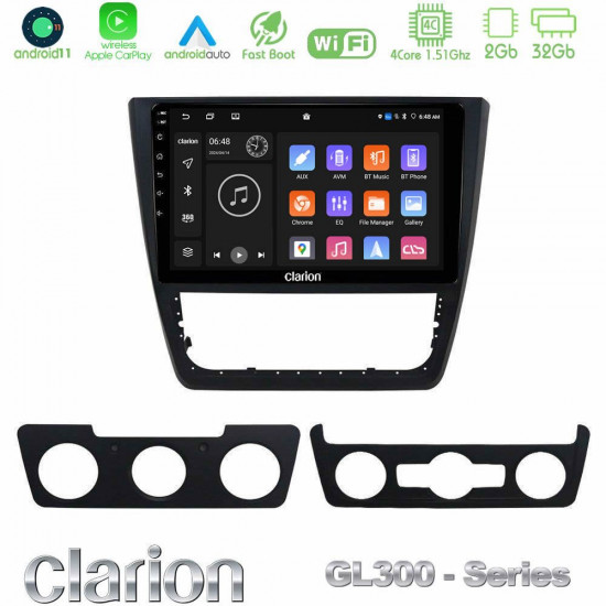 Clarion GL300 Series 4Core Android11 2+32GB Skoda Yeti 2009-gt; Navigation Multimedia Tablet 10 Με Carplay -amp; Android Auto