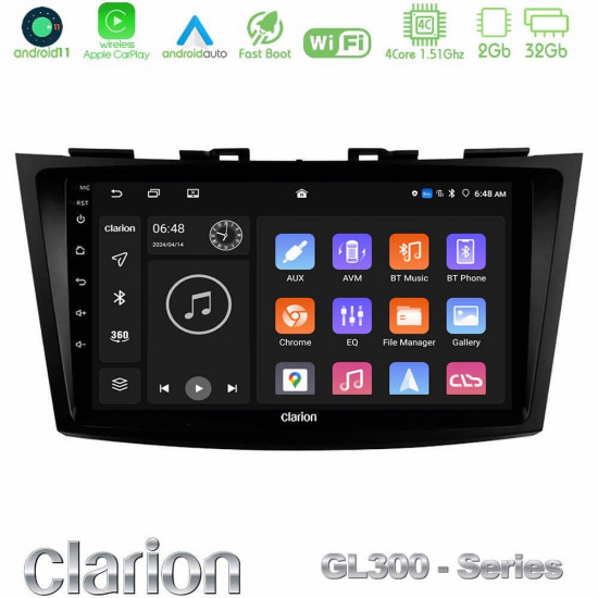 Clarion GL300 Series 4Core Android11 2+32GB Suzuki Swift 2011-2016 Navigation Multimedia Tablet 9 Με Carplay -amp; Android Auto Clarion GL300 Series 4Core Android11 2+32GB Suzuki Swift 2011-2016 Navigation Multimedia Tablet 9 Με Carplay -amp; Android Auto