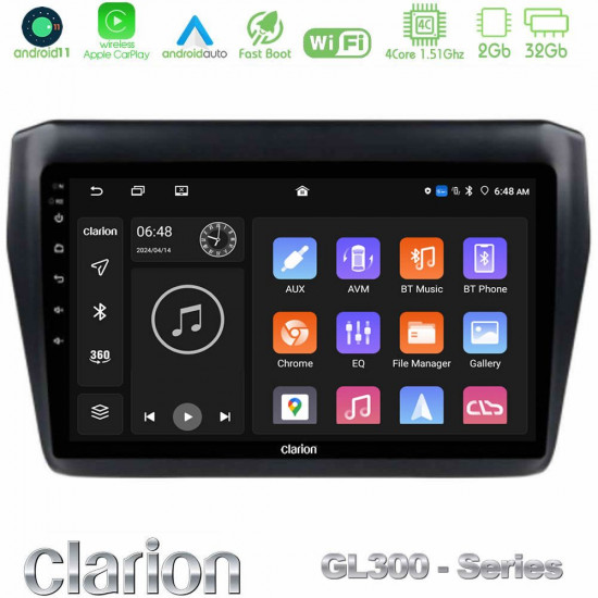 Clarion GL300 Series 4Core Android11 2+32GB Suzuki Swift 2017-2023 Navigation Multimedia Tablet 9 Με Carplay -amp; Android Auto Clarion GL300 Series 4Core Android11 2+32GB Suzuki Swift 2017-2023 Navigation Multimedia Tablet 9 Με Carplay -amp; Android Auto