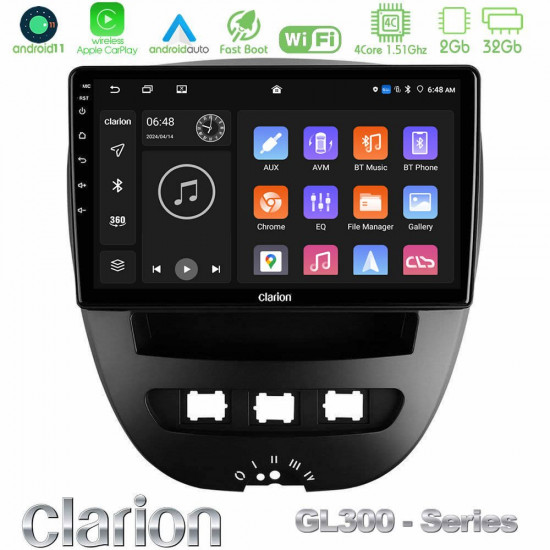 Clarion GL300 Series 4Core Android11 2+32GB Toyota Aygo/Citroen C1/Peugeot 107 Navigation Multimedia Tablet 10 Με Carplay -amp; Android Auto Clarion GL300 Series 4Core Android11 2+32GB Toyota Aygo/Citroen C1/Peugeot 107 Navigation Multimedia Tablet 10 Με Carplay -amp; Android Auto