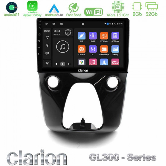 Clarion GL300 Series 4Core Android11 2+32GB Toyota Aygo Citroen C1 Peugeot 108 Navigation Multimedia 10 Με Carplay -amp; Android Auto Clarion GL300 Series 4Core Android11 2+32GB Toyota Aygo Citroen C1 Peugeot 108 Navigation Multimedia 10 Με Carplay -amp; Android Auto