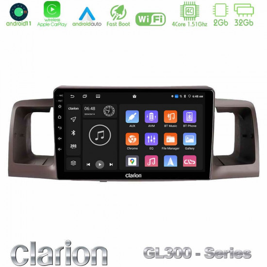 Clarion GL300 Series 4Core Android11 2+32GB Toyota Corolla 2002-2006 Navigation Multimedia Tablet 9 Με Carplay -amp; Android Auto Clarion GL300 Series 4Core Android11 2+32GB Toyota Corolla 2002-2006 Navigation Multimedia Tablet 9 Με Carplay -amp; Android Auto