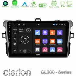 Clarion GL300 Series 4Core Android11 2+32GB Toyota Corolla 2007-2012 Navigation Multimedia Tablet 9 Με Carplay -amp; Android Auto