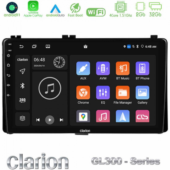 Clarion GL300 Series 4Core Android11 2+32GB Toyota Corolla/Auris 2017-2019 Navigat-ion Multimedia Tablet 9 Με Carplay -amp; Android Auto Clarion GL300 Series 4Core Android11 2+32GB Toyota Corolla/Auris 2017-2019 Navigat-ion Multimedia Tablet 9 Με Carplay -amp; Android Auto