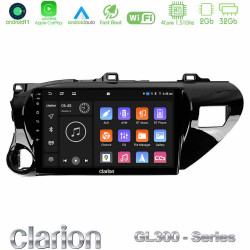 Clarion GL300 Series 4Core Android11 2+32GB Toyota Hilux 2017-2021 Navigation Multimedia Tablet 10 Με Carplay -amp; Android Auto
