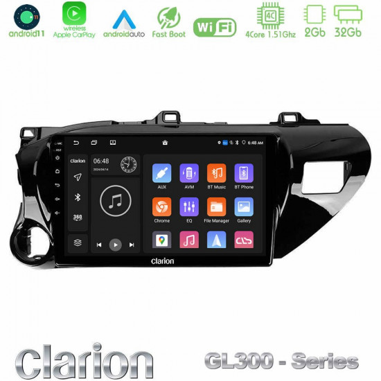Clarion GL300 Series 4Core Android11 2+32GB Toyota Hilux 2017-2021 Navigation Multimedia Tablet 10 Με Carplay -amp; Android Auto Clarion GL300 Series 4Core Android11 2+32GB Toyota Hilux 2017-2021 Navigation Multimedia Tablet 10 Με Carplay -amp; Android Auto