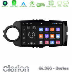 Clarion GL300 Series 4Core Android11 2+32GB Toyota Yaris Navigation Multimedia Tablet 9 (Μαύρο Χρώμα) Με Carplay -amp; Android Auto