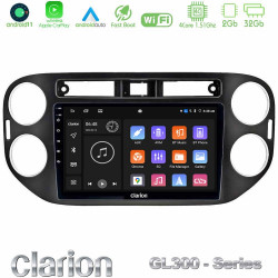 Clarion GL300 Series 4Core Android11 2+32GB VW Tiguan Navigation Multimedia Tablet 9 (23mm alarm button) Με Carplay -amp; Android Auto