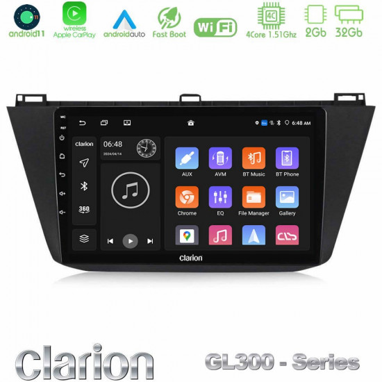 Clarion GL300 Series Vw Tiguan 2016-2022 4Core Android11 2+32GB Navigation Multimedia Tablet 10? Με Carplay -amp; Android Auto Clarion GL300 Series Vw Tiguan 2016-2022 4Core Android11 2+32GB Navigation Multimedia Tablet 10? Με Carplay -amp; Android Auto