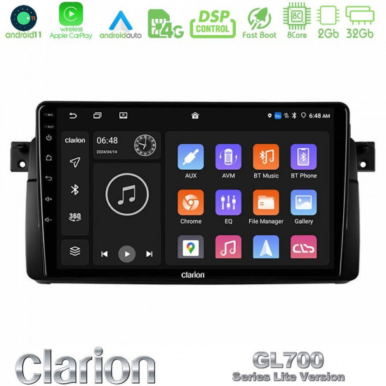 Clarion GL700 Lite Series 8Core Android11 2+32GB BMW E46 Navigation Multimedia Tablet 9 Με Carplay -amp; Android Auto Clarion GL700 Lite Series 8Core Android11 2+32GB BMW E46 Navigation Multimedia Tablet 9 Με Carplay -amp; Android Auto