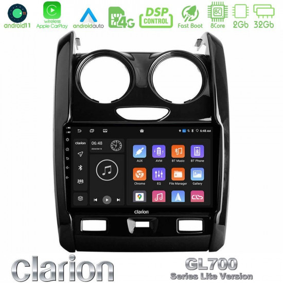 Clarion GL700 Lite Series 8Core Android11 2+32GB Dacia Duster 2014-2018 Navigation Multimedia Tablet 9 Με Carplay -amp; Android Auto Clarion GL700 Lite Series 8Core Android11 2+32GB Dacia Duster 2014-2018 Navigation Multimedia Tablet 9 Με Carplay -amp; Android Auto