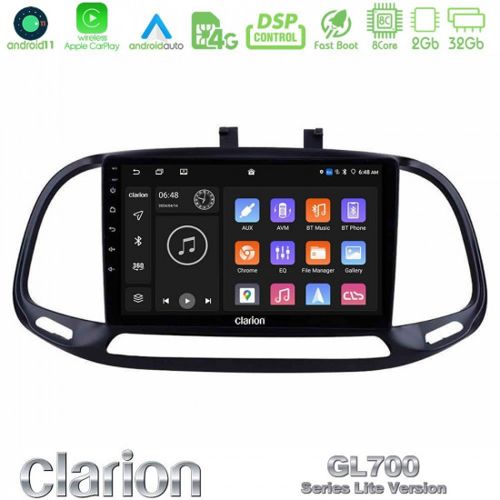 Clarion GL700 Lite Series 8Core Android11 2+32GB Fiat Doblo 2015-2022 Navigation Multimedia Tablet 9 Με Carplay -amp; Android Auto Clarion GL700 Lite Series 8Core Android11 2+32GB Fiat Doblo 2015-2022 Navigation Multimedia Tablet 9 Με Carplay -amp; Android Auto