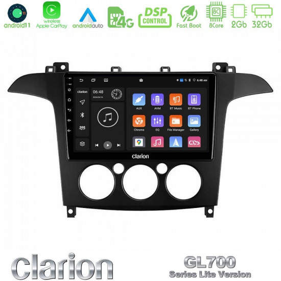 Clarion GL700 Lite Series 8Core Android11 2+32GB Ford S-Max 2006-2008 (manual A/C) Navigation Multimedia Tablet 9 Με Carplay -amp; Android Auto Clarion GL700 Lite Series 8Core Android11 2+32GB Ford S-Max 2006-2008 (manual A/C) Navigation Multimedia Tablet 9 Με Carplay -amp; Android Auto