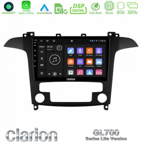 Clarion GL700 Lite Series 8Core Android11 2+32GB Ford S-Max 2006-2012 Navigation Multimedia Tablet 9 Με Carplay -amp; Android Auto Clarion GL700 Lite Series 8Core Android11 2+32GB Ford S-Max 2006-2012 Navigation Multimedia Tablet 9 Με Carplay -amp; Android Auto