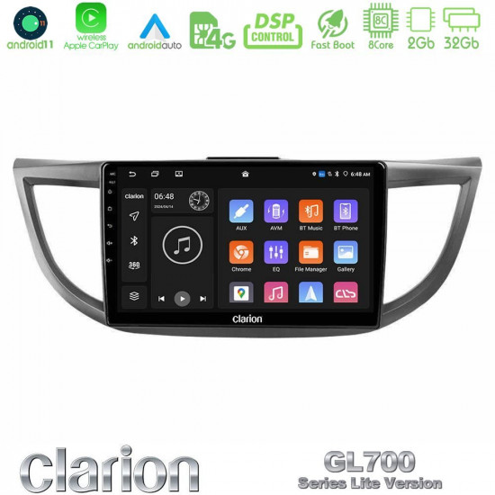 Clarion GL700 Lite Series 8Core Android11 2+32GB Honda CRV 2012-2017 Navigation Multimedia Tablet 9 Με Carplay -amp; Android Auto Clarion GL700 Lite Series 8Core Android11 2+32GB Honda CRV 2012-2017 Navigation Multimedia Tablet 9 Με Carplay -amp; Android Auto