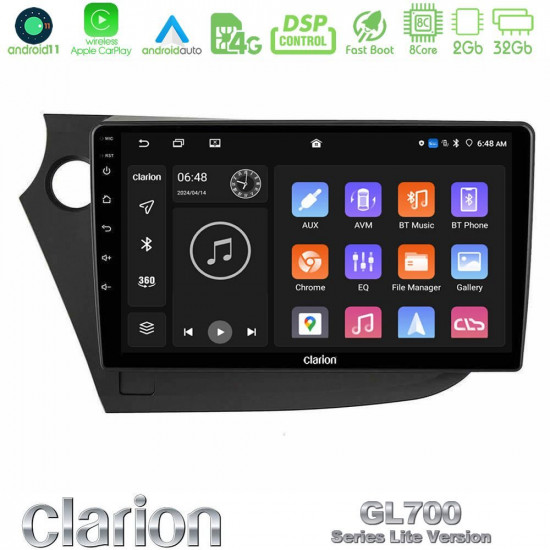 Clarion GL700 Lite Series 8Core Android11 2+32GB Honda Insight 2009-2015 Navigation Multimedia Tablet 9 Με Carplay -amp; Android Auto Clarion GL700 Lite Series 8Core Android11 2+32GB Honda Insight 2009-2015 Navigation Multimedia Tablet 9 Με Carplay -amp; Android Auto