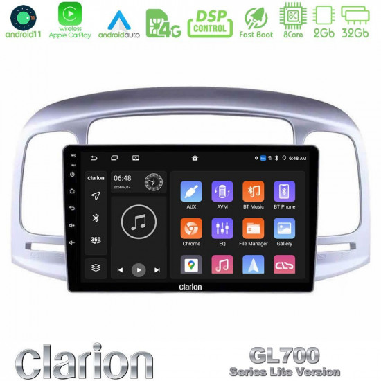 Clarion GL700 Lite Series 8Core Android11 2+32GB Hyundai Accent 2006-2011 Navigation Multimedia Tablet 9 Με Carplay -amp; Android Auto Clarion GL700 Lite Series 8Core Android11 2+32GB Hyundai Accent 2006-2011 Navigation Multimedia Tablet 9 Με Carplay -amp; Android Auto