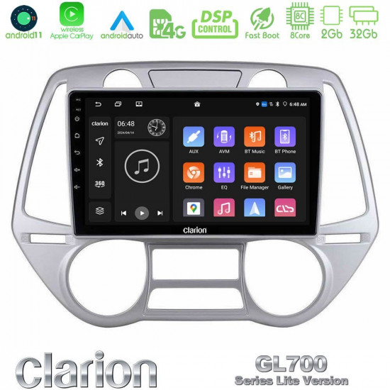 Clarion GL700 Lite Series 8Core Android11 2+32GB Hyundai i20 2009-2012 Auto A/C Navigation Multimedia Tablet 9 Με Carplay -amp; Android Auto Clarion GL700 Lite Series 8Core Android11 2+32GB Hyundai i20 2009-2012 Auto A/C Navigation Multimedia Tablet 9 Με Carplay -amp; Android Auto