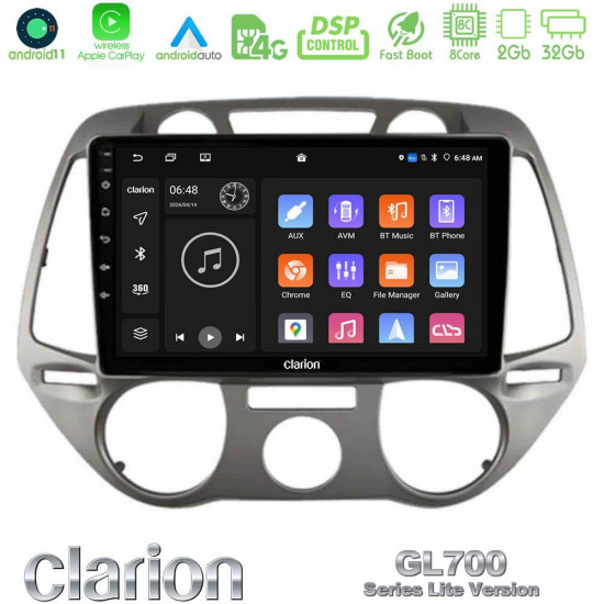 Clarion GL700 Lite Series 8Core Android11 2+32GB Hyundai i20 2009-2012 Manual A/C Navigation Multimedia Tablet 9 Με Carplay -amp; Android Auto Clarion GL700 Lite Series 8Core Android11 2+32GB Hyundai i20 2009-2012 Manual A/C Navigation Multimedia Tablet 9 Με Carplay -amp; Android Auto