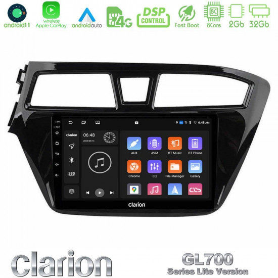 Clarion GL700 Lite Series 8Core Android11 2+32GB Hyundai i20 2014-2018 Navigation Multimedia Tablet 9 Με Carplay -amp; Android Auto Clarion GL700 Lite Series 8Core Android11 2+32GB Hyundai i20 2014-2018 Navigation Multimedia Tablet 9 Με Carplay -amp; Android Auto