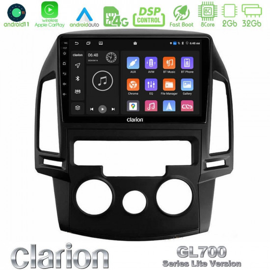 Clarion GL700 Lite Series 8Core Android11 2+32GB Hyundai i30 2007-2012 Manual A/C Navigation Multimedia Tablet 9 Με Carplay -amp; Android Auto Clarion GL700 Lite Series 8Core Android11 2+32GB Hyundai i30 2007-2012 Manual A/C Navigation Multimedia Tablet 9 Με Carplay -amp; Android Auto