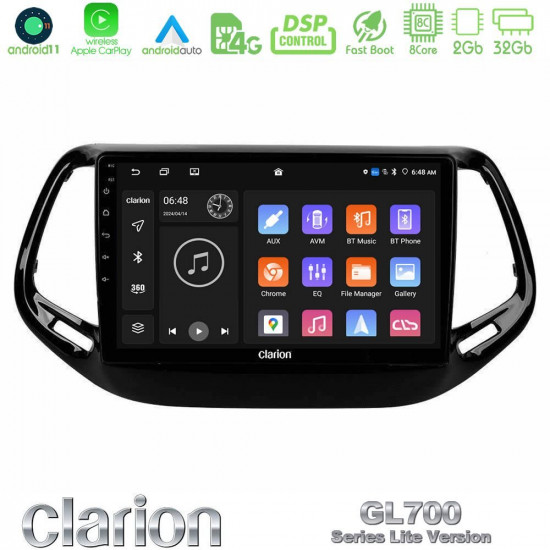 Clarion GL700 Lite Series 8Core Android11 2+32GB Jeep Compass 2017-gt; Navigation Multimedia Tablet 10 Με Carplay -amp; Android Auto Clarion GL700 Lite Series 8Core Android11 2+32GB Jeep Compass 2017-gt; Navigation Multimedia Tablet 10 Με Carplay -amp; Android Auto