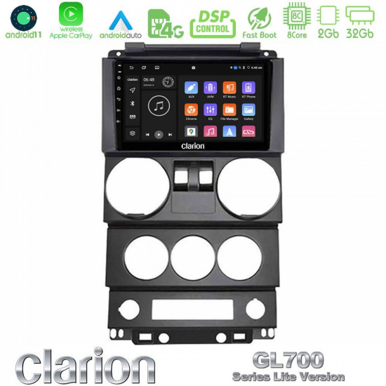Clarion GL700 Lite Series 8Core Android11 2+32GB Jeep Wrangler 2Door 2008-2010 Navigation Multimedia Tablet 9 Με Carplay -amp; Android Auto Clarion GL700 Lite Series 8Core Android11 2+32GB Jeep Wrangler 2Door 2008-2010 Navigation Multimedia Tablet 9 Με Carplay -amp; Android Auto