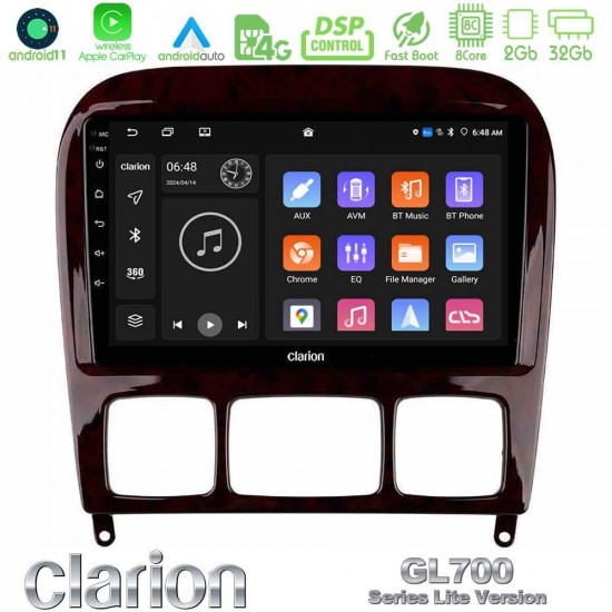 Clarion GL700 Lite Series 8Core Android11 2+32GB Mercedes S Class 1999-2004 (W220) Navigation Multimedia Tablet 9 Με Carplay -amp; Android Auto Clarion GL700 Lite Series 8Core Android11 2+32GB Mercedes S Class 1999-2004 (W220) Navigation Multimedia Tablet 9 Με Carplay -amp; Android Auto