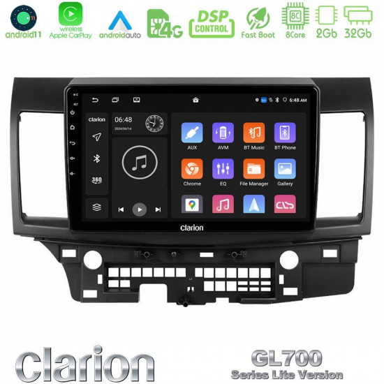 Clarion GL700 Lite Series 8Core Android11 2+32GB Mitsubishi Lancer 2008 – 2015 Navigation Multimedia Tablet 10 Με Carplay -amp; Android Auto Clarion GL700 Lite Series 8Core Android11 2+32GB Mitsubishi Lancer 2008 – 2015 Navigation Multimedia Tablet 10 Με Carplay -amp; Android Auto