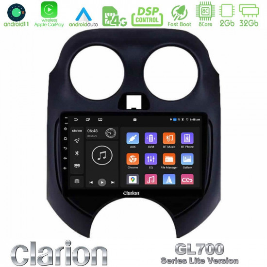 Clarion GL700 Lite Series 8Core Android11 2+32GB Nissan Micra 2011-2014 Navigation Multimedia Tablet 9 Με Carplay -amp; Android Auto Clarion GL700 Lite Series 8Core Android11 2+32GB Nissan Micra 2011-2014 Navigation Multimedia Tablet 9 Με Carplay -amp; Android Auto