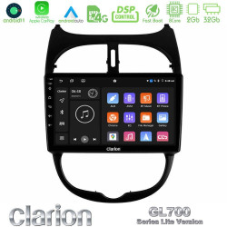 Clarion GL700 Lite Series 8Core Android11 2+32GB Peugeot 206 Navigation Multimedia Tablet 9 Με Carplay -amp; Android Auto