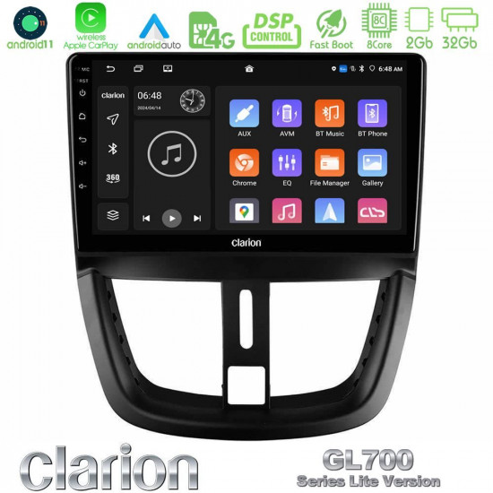 Clarion GL700 Lite Series 8Core Android11 2+32GB Peugeot 207 Navigation Multimedia Tablet 9 Με Carplay -amp; Android Auto Clarion GL700 Lite Series 8Core Android11 2+32GB Peugeot 207 Navigation Multimedia Tablet 9 Με Carplay -amp; Android Auto